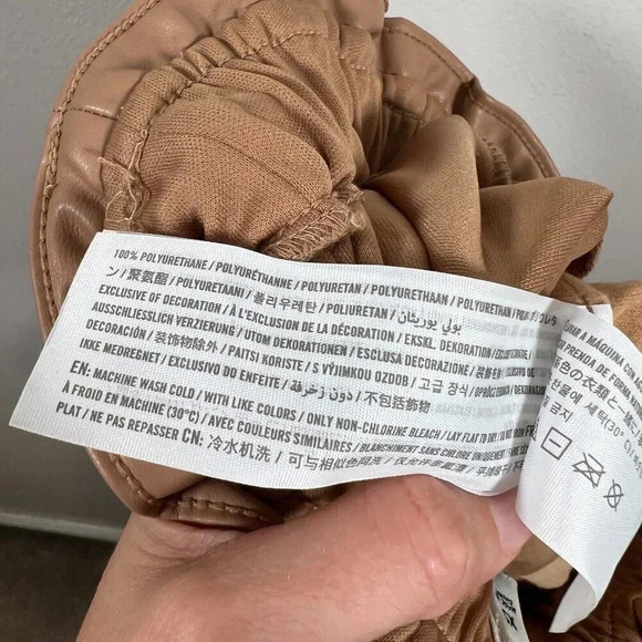 Abercrombie Faux Leather High Rise Jogger Pants Size XS Camel Brown Pockets - Picture 11 of 11